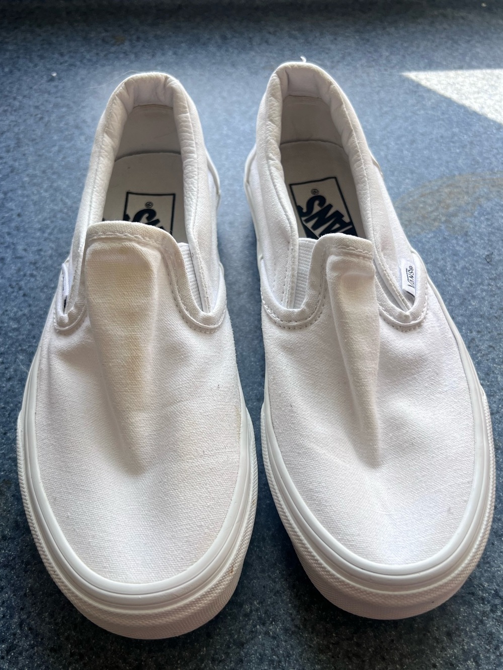 True White Vans Slip Ons Unisex
